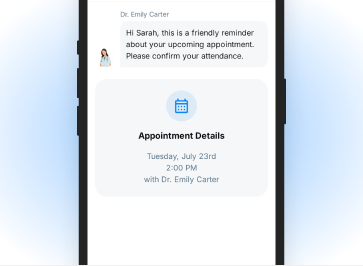 Reminder message for confirming appointment attendance.
