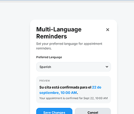 Multi-language selection for health appointment reminders.
