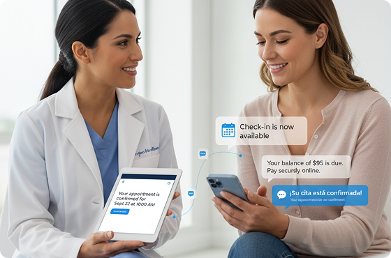 Bilingual communication options in patient software for diverse users.