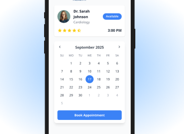 Interface of Certify Health's patient communication software showing a calendar for appointment scheduling.