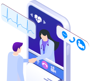 Digital interface showing a doctor and patient communication in a practice management system