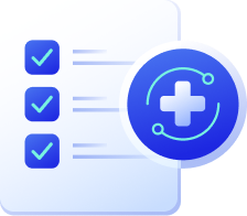Graphic showing effective communication in healthcare with checkmarks and a health symbol.