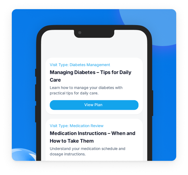 Mobile app interface for diabetes management and medication guidance.