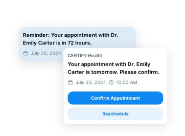 Appointment reminder notification from Certify Health