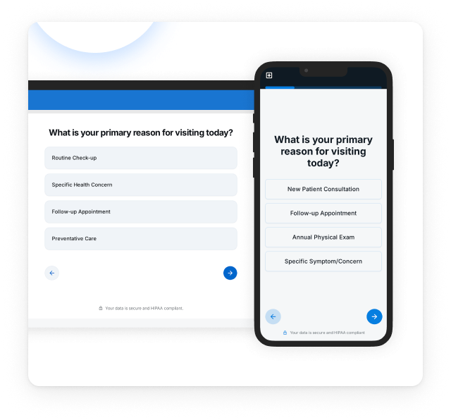 Patient visit survey displaying various health concerns.