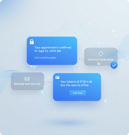 Illustration of secure messaging feature in patient communication software by Certify Health.