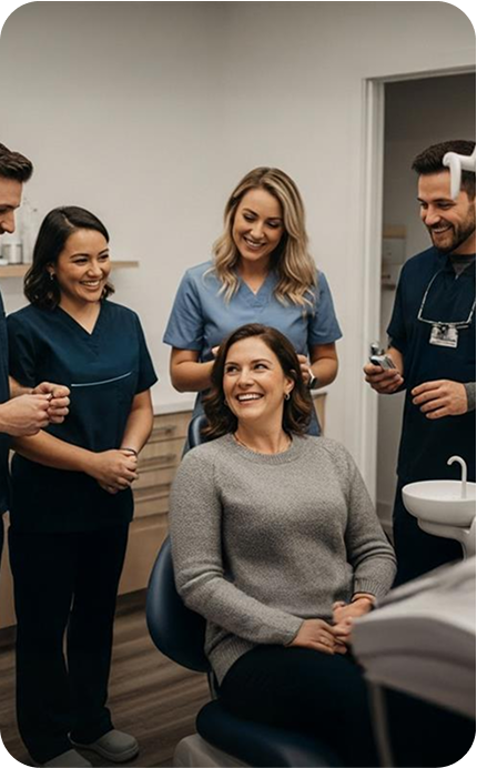 A collaborative healthcare team providing support to a patient in a clinical setting.