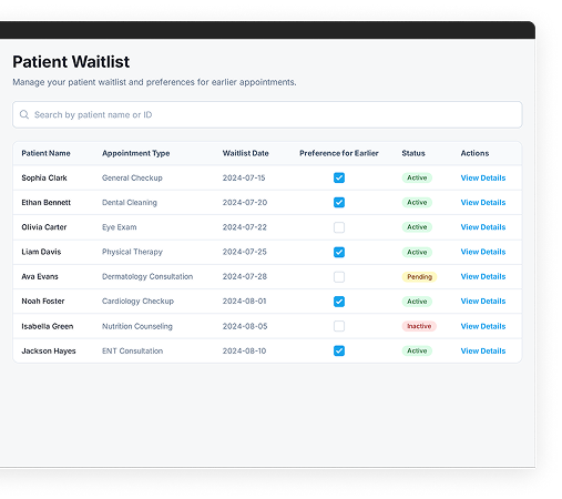 Patient waitlist for walk-in clinic check-in process